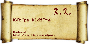 Köpe Klára névjegykártya
